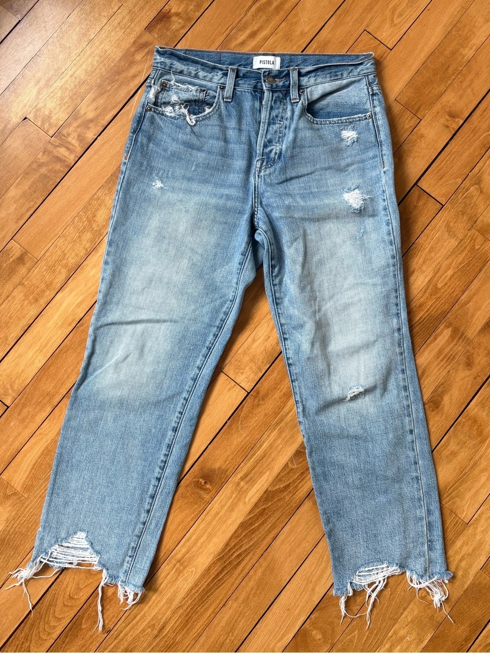 pistola light blue distressed boyfriend jeans